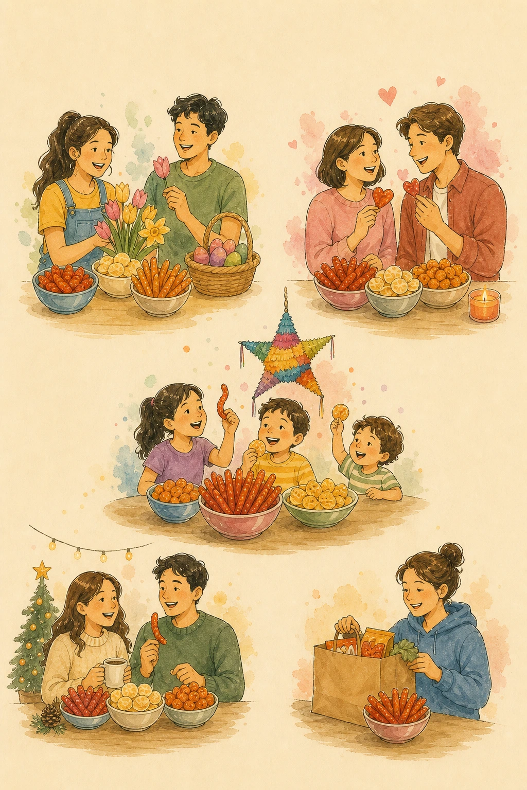 Ilustración de temporadas de compra de botanas